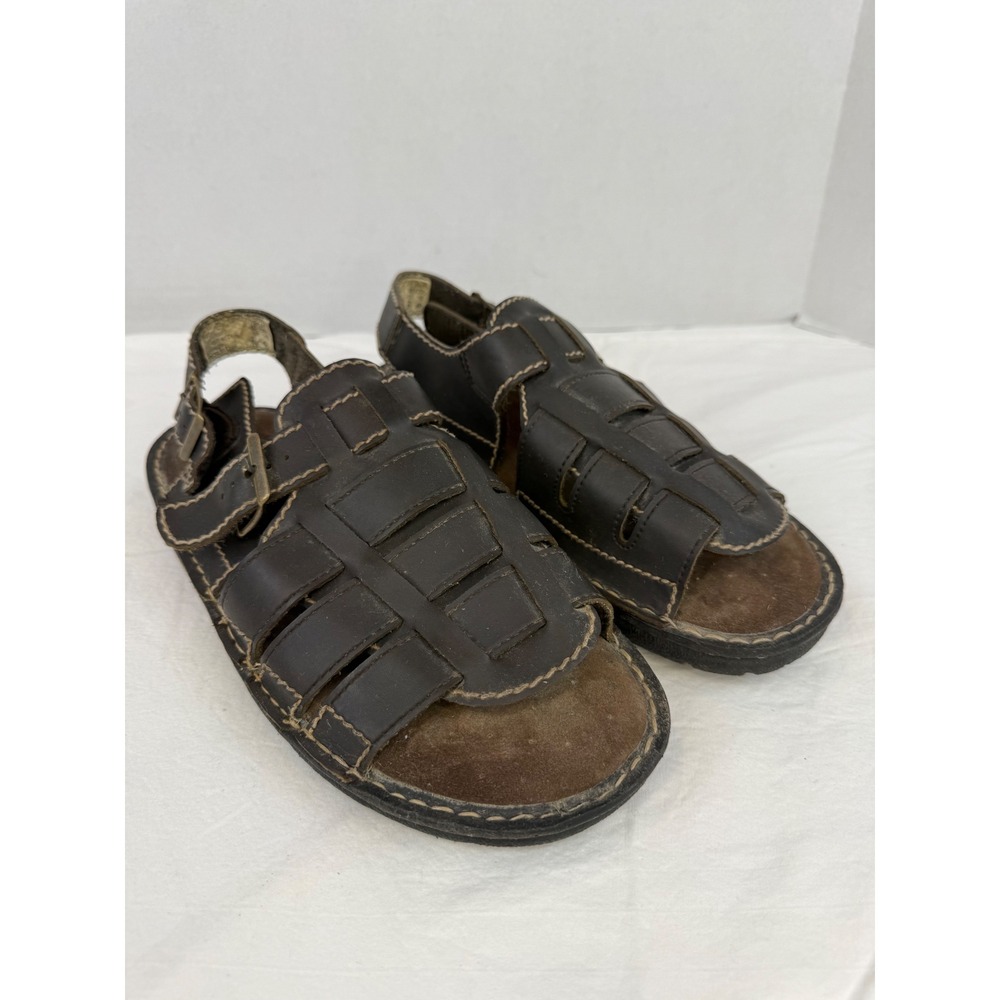 Vtg Mens Y2K 90's Dad Grunge Chunky Fisherman Sandals Brown Buckle Shoes Sz 10.5